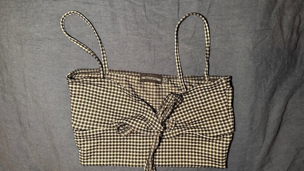Missguided Gingham Tie Front Crop Tank Top Size US 6